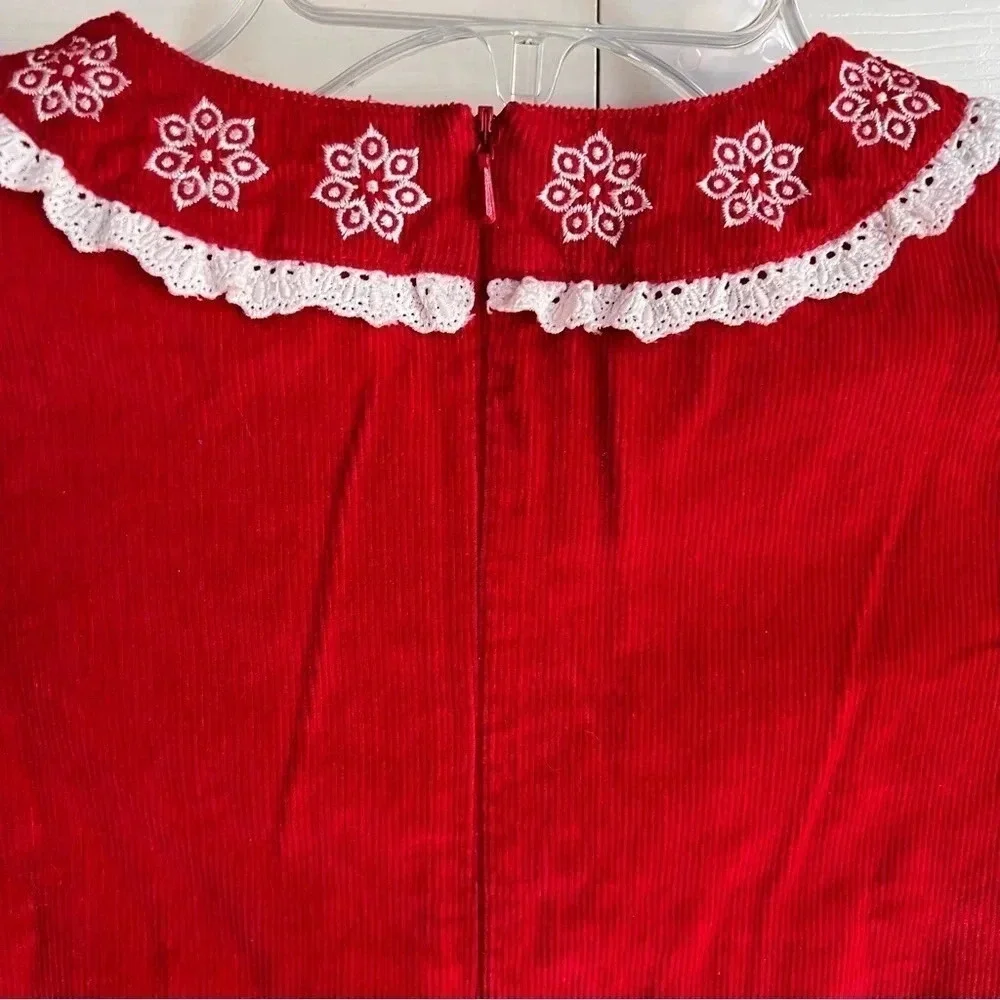 Hanna Andersson Corduroy Snowflake holiday Christmas Lace Long Sleeve dress sz 8